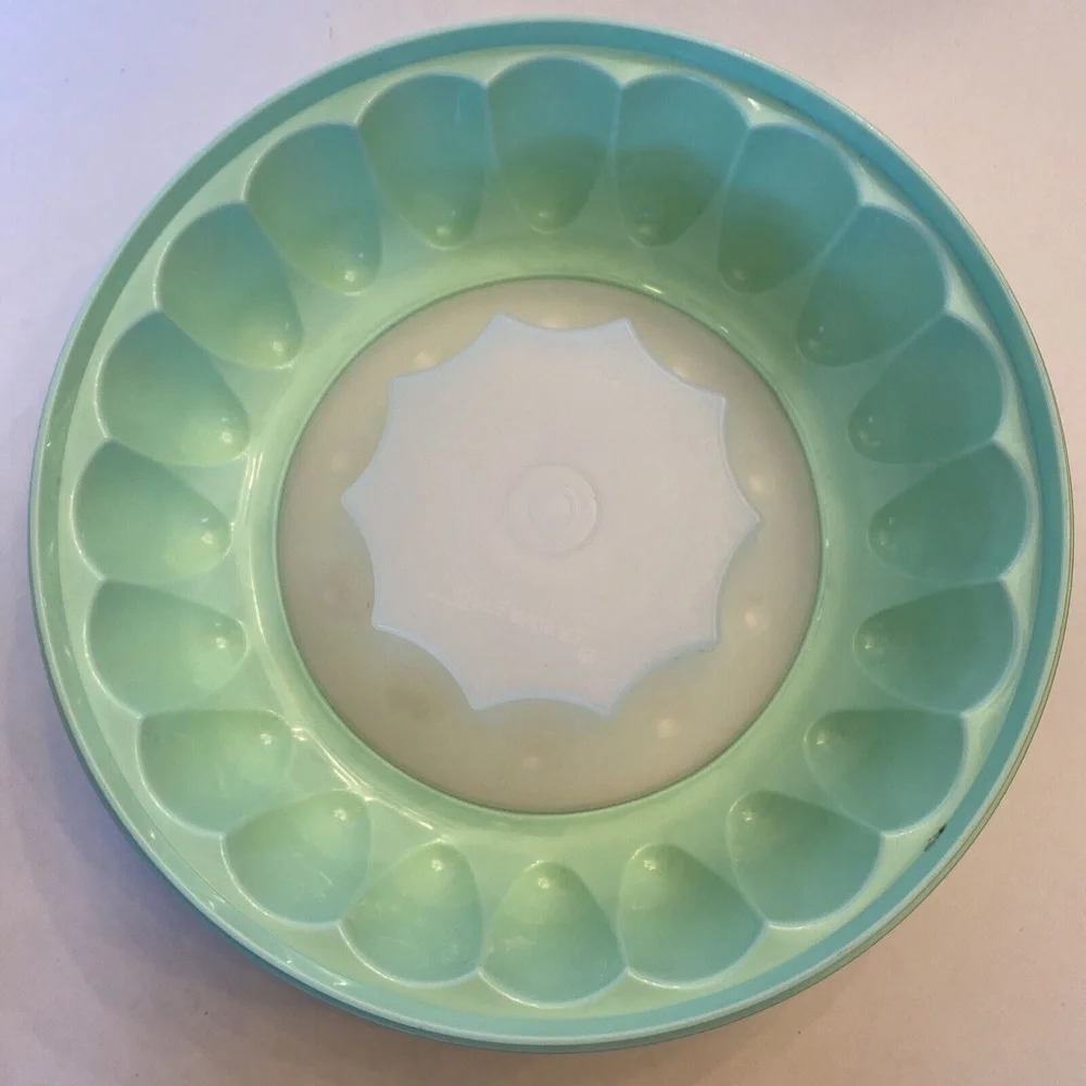 Vintage TUPPERWARE 3-Piece‎ 9.5” Jello Mold Ice Ring Mint Green 1202 1201 1203